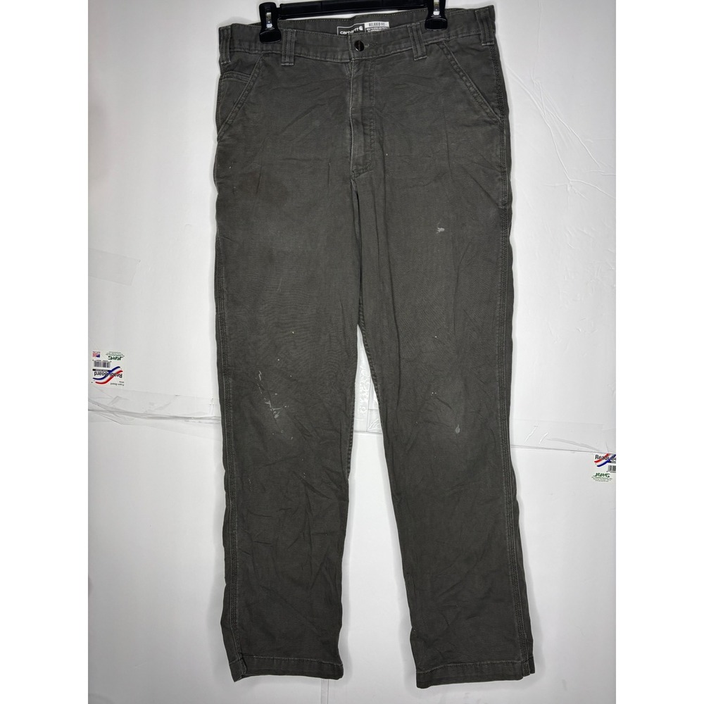 Carhartt Mens Rugged Flex Relaxed Fit Canvas Work Pants Gray 34x34 102291-306 FR